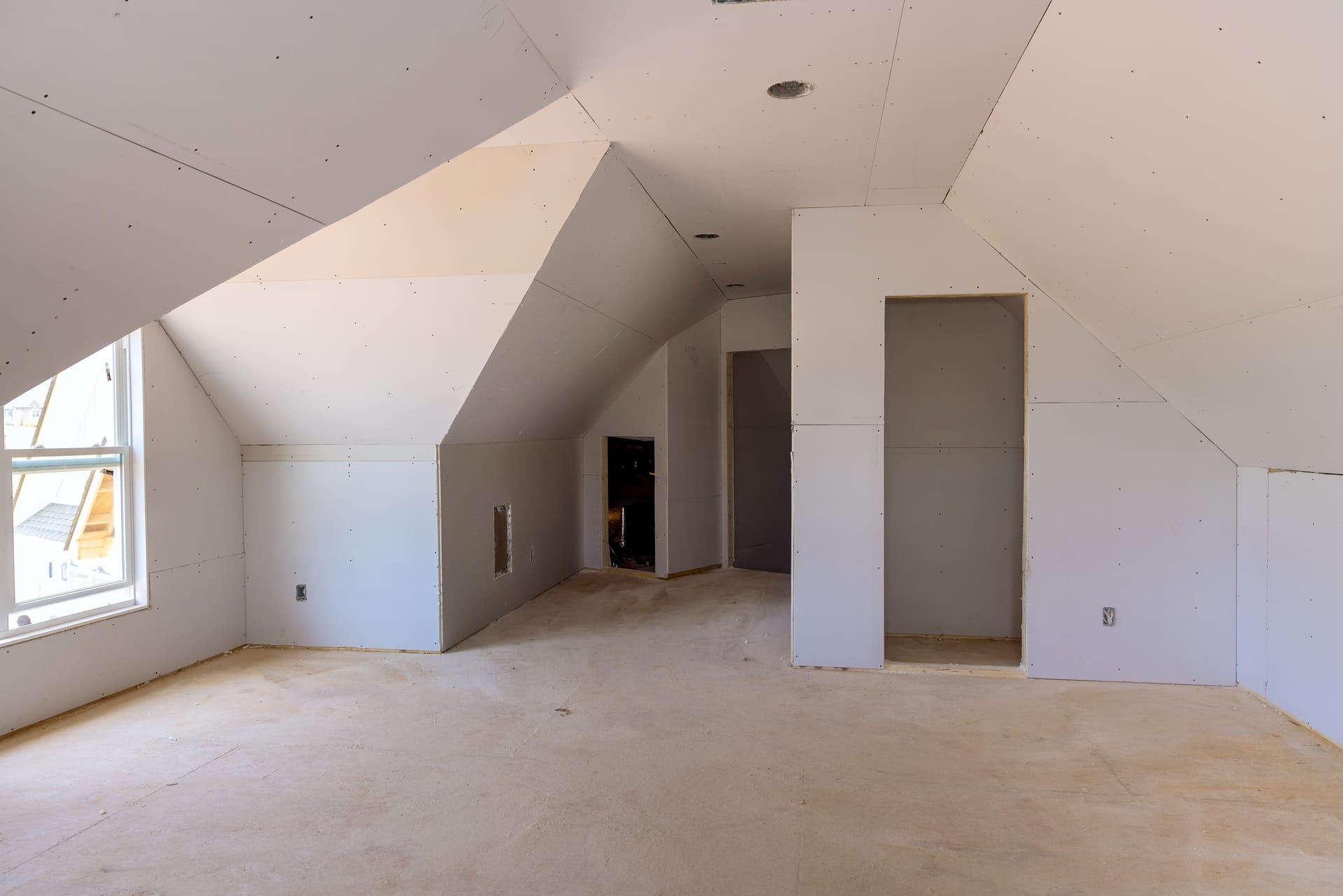Drywall work in progress